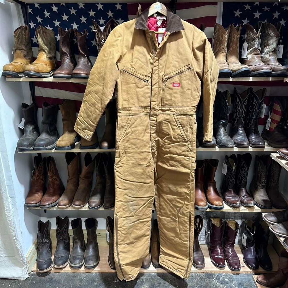 Dickies Mens 38/40 Brown Insulated Coveralls Mechanic Work Jumpsuit